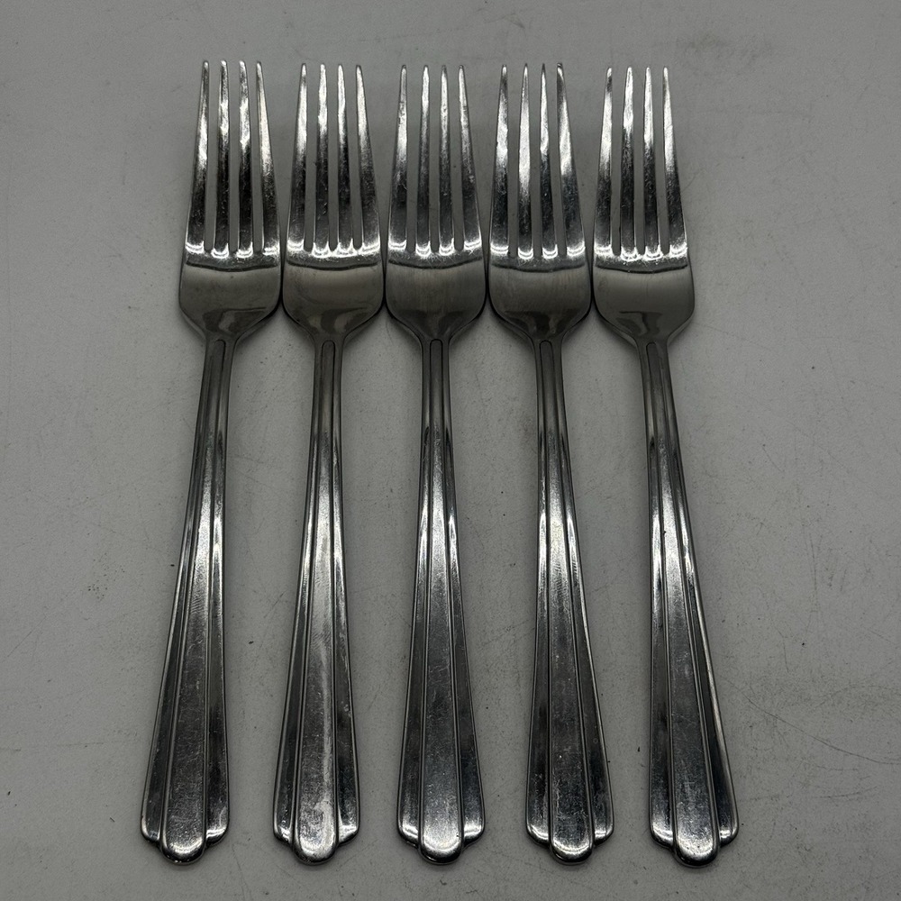 Hampton Silversmiths CENTRAL Dinner Forks Lot Set of 5 Stainless Flatware
